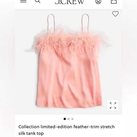 NWT J Crew Collection Feather Trim Silk Tank Top SZ S - Picture 2 of 3